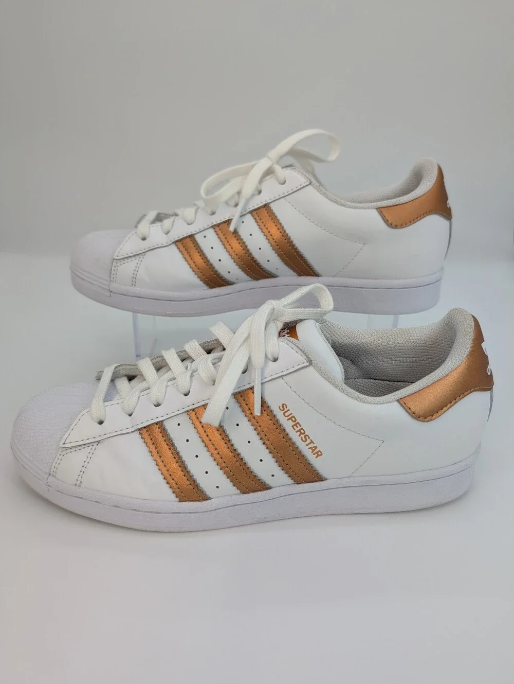 adidas Superstar Women's White Copper Metallic Sneakers US 10